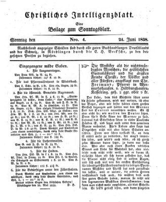 Sonntagsblatt Sonntag 24. Juni 1838