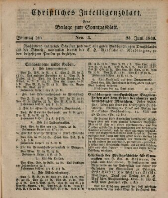 Sonntagsblatt Sonntag 23. Juni 1839