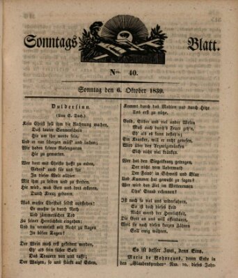 Sonntagsblatt Sonntag 6. Oktober 1839