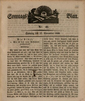 Sonntagsblatt Sonntag 17. November 1839