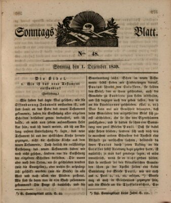 Sonntagsblatt Sonntag 1. Dezember 1839