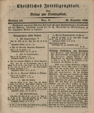 Sonntagsblatt Sonntag 29. Dezember 1839