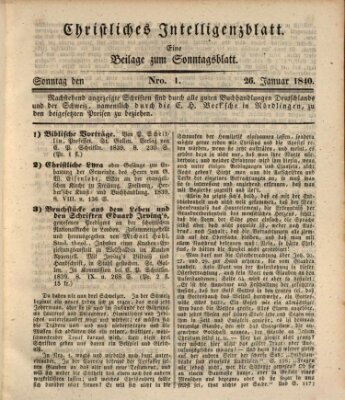 Sonntagsblatt Sonntag 26. Januar 1840