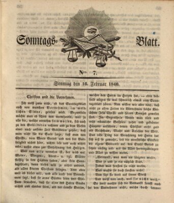 Sonntagsblatt Sonntag 16. Februar 1840