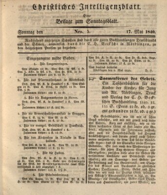 Sonntagsblatt Sonntag 17. Mai 1840