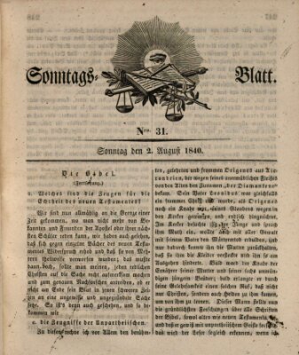 Sonntagsblatt Sonntag 2. August 1840