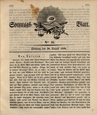 Sonntagsblatt Sonntag 30. August 1840