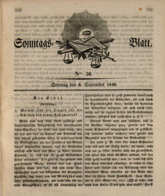 Sonntagsblatt Sonntag 6. September 1840