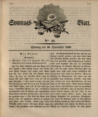 Sonntagsblatt Sonntag 20. September 1840