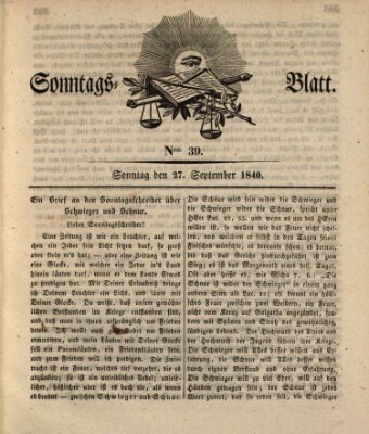 Sonntagsblatt Sonntag 27. September 1840