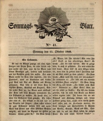 Sonntagsblatt Sonntag 11. Oktober 1840