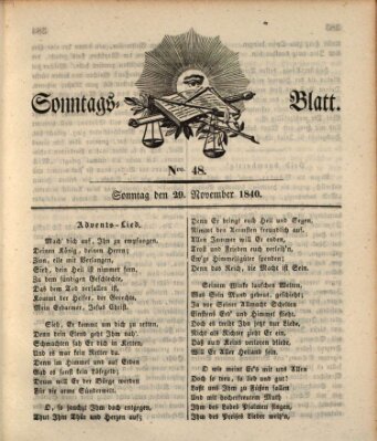Sonntagsblatt Sonntag 29. November 1840