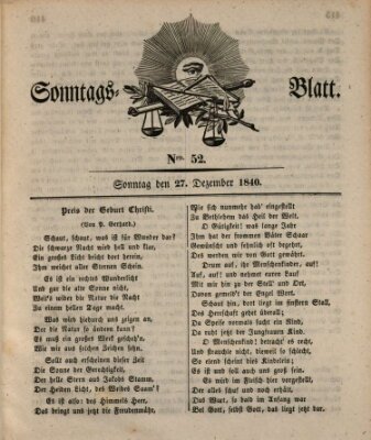 Sonntagsblatt Sonntag 27. Dezember 1840