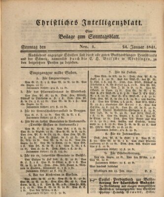 Sonntagsblatt Sonntag 24. Januar 1841