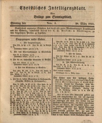 Sonntagsblatt Sonntag 28. März 1841