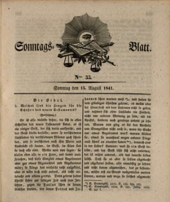 Sonntagsblatt Sonntag 15. August 1841