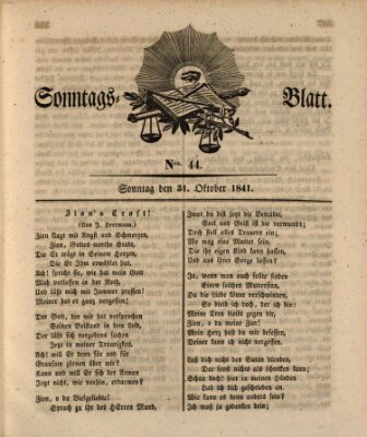 Sonntagsblatt Sonntag 31. Oktober 1841