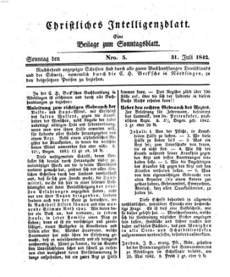 Sonntagsblatt Sonntag 31. Juli 1842