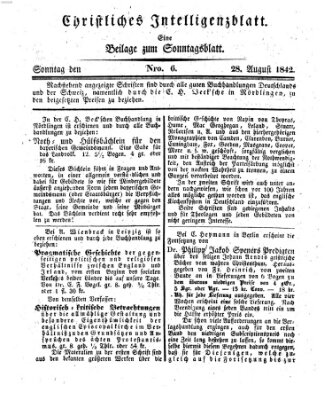 Sonntagsblatt Sonntag 28. August 1842