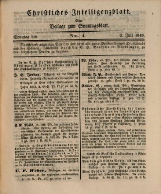 Sonntagsblatt Sonntag 2. Juli 1843