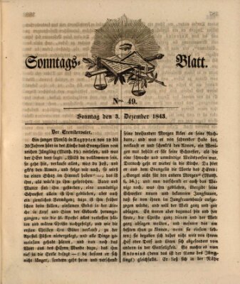 Sonntagsblatt Sonntag 3. Dezember 1843