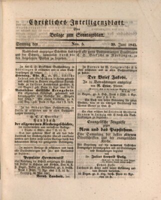 Sonntagsblatt Sonntag 29. Juni 1845