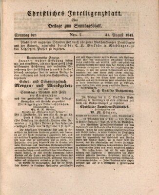 Sonntagsblatt Sonntag 31. August 1845