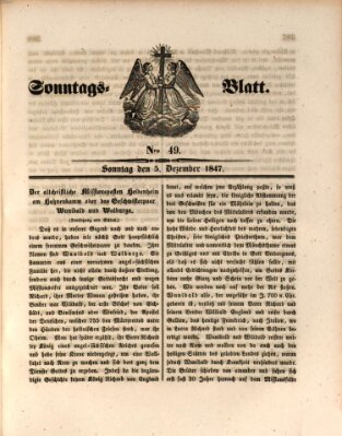 Sonntagsblatt Sonntag 5. Dezember 1847