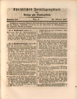 Sonntagsblatt Sonntag 28. Februar 1847