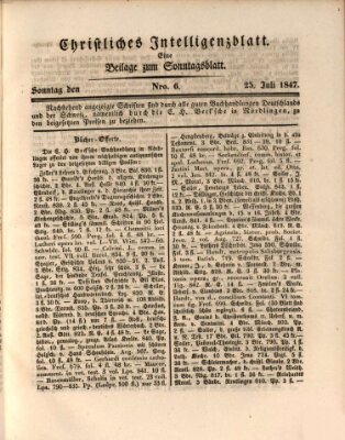 Sonntagsblatt Sonntag 25. Juli 1847