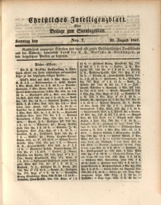 Sonntagsblatt Sonntag 29. August 1847