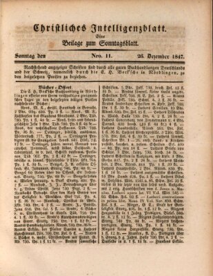 Sonntagsblatt Sonntag 26. Dezember 1847