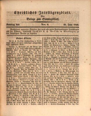 Sonntagsblatt Sonntag 25. Juni 1848