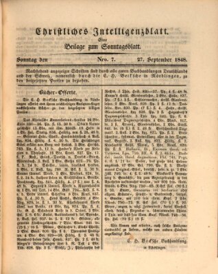 Sonntagsblatt Mittwoch 27. September 1848