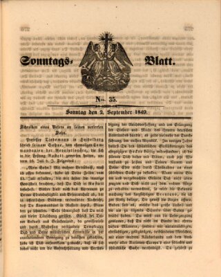 Sonntagsblatt Sonntag 2. September 1849