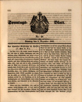 Sonntagsblatt Sonntag 2. Dezember 1849