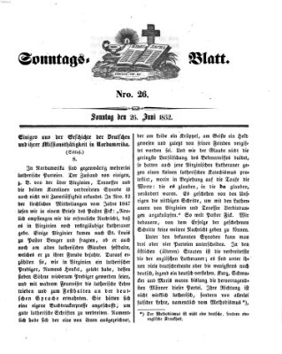 Sonntagsblatt Samstag 26. Juni 1852