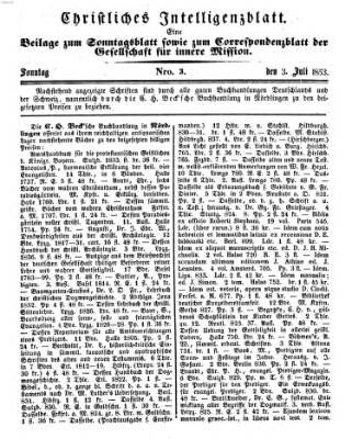 Sonntagsblatt Sonntag 3. Juli 1853