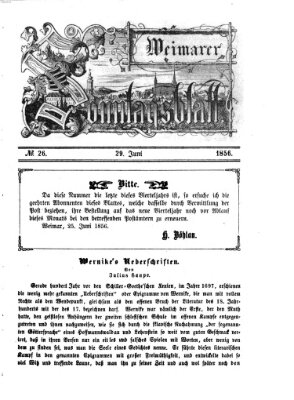 Weimarer Sonntagsblatt Sonntag 29. Juni 1856