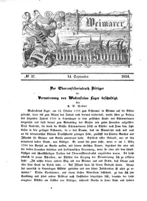 Weimarer Sonntagsblatt Sonntag 14. September 1856