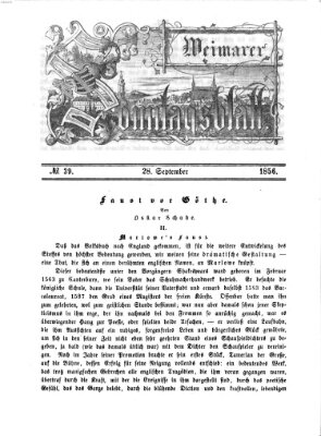 Weimarer Sonntagsblatt Sonntag 28. September 1856