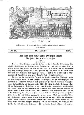 Weimarer Sonntagsblatt Sonntag 16. November 1856