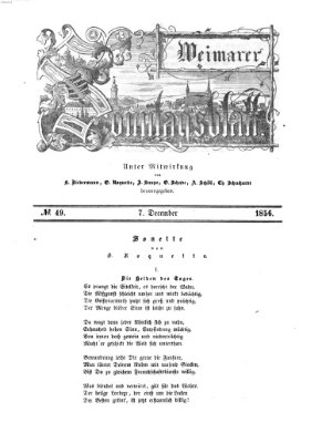 Weimarer Sonntagsblatt Sonntag 7. Dezember 1856