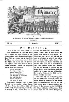 Weimarer Sonntagsblatt Sonntag 15. November 1857