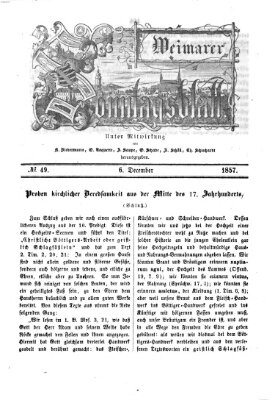 Weimarer Sonntagsblatt Sonntag 6. Dezember 1857