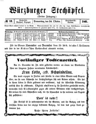 Würzburger Stechäpfel Donnerstag 24. Oktober 1861