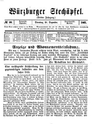 Würzburger Stechäpfel Dienstag 31. Dezember 1861