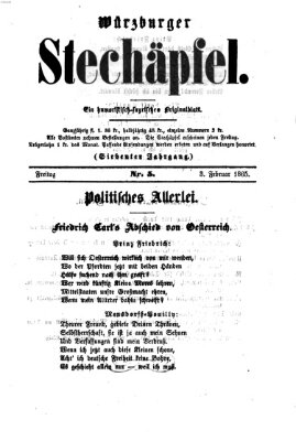 Würzburger Stechäpfel Freitag 3. Februar 1865