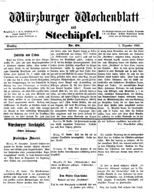 Würzburger Wochenblatt und Stechäpfel (Würzburger Stechäpfel) Samstag 1. Dezember 1866