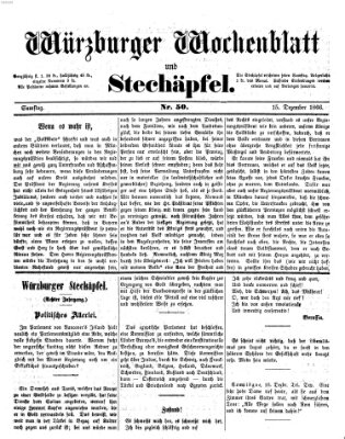 Würzburger Wochenblatt und Stechäpfel (Würzburger Stechäpfel) Samstag 15. Dezember 1866